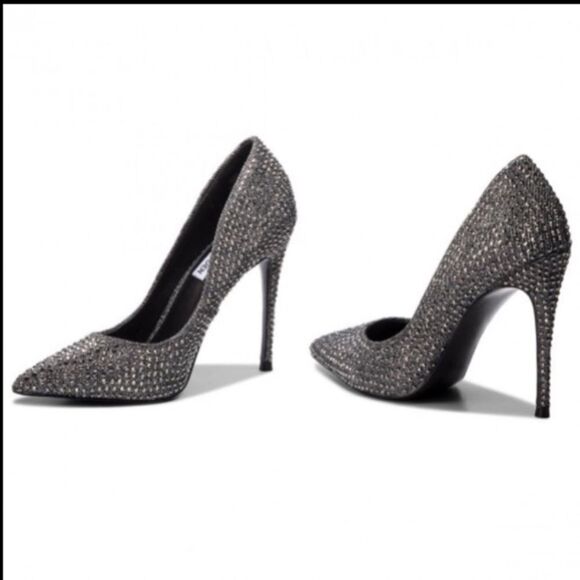 NWOT STEVE MADDEN Stilleto Rhinestne ClassicPump Gray Size 7 - Picture 1 of 12